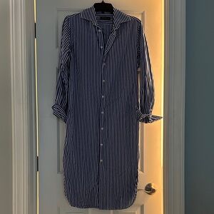 Blue and White Striped Ralph Lauren Button-Up Shirt Dress
